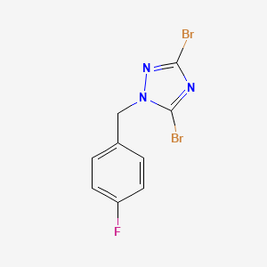 molecular formula C9H6Br2FN3 B2416128 3,5-Dibromo-1-[(4-fluorophenyl)methyl]-1H-1,2,4-triazole CAS No. 320424-28-0