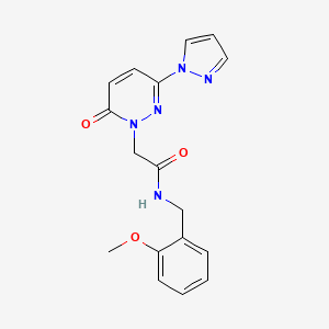 molecular formula C17H17N5O3 B2416138 N-(2-methoxybenzyl)-2-(6-oxo-3-(1H-pyrazol-1-yl)pyridazin-1(6H)-yl)acetamide CAS No. 1334372-00-7