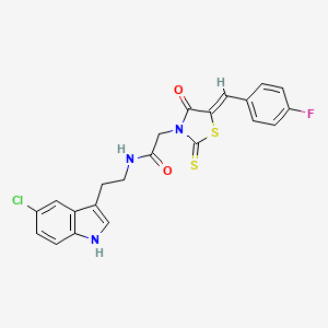molecular formula C22H17ClFN3O2S2 B2416199 N-[2-(5-chloro-1H-indol-3-yl)ethyl]-2-[(5Z)-5-[(4-fluorophenyl)methylidene]-4-oxo-2-sulfanylidene-1,3-thiazolidin-3-yl]acetamide CAS No. 941950-89-6