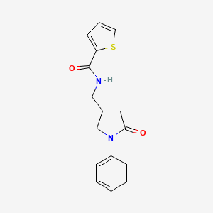 molecular formula C16H16N2O2S B2416208 N-((5-oxo-1-phenylpyrrolidin-3-yl)methyl)thiophene-2-carboxamide CAS No. 954651-52-6