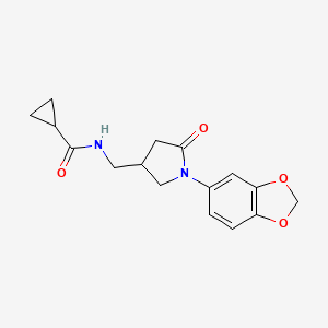 N-((1-(benzo[d][1,3]dioxol-5-yl)-5-oxopyrrolidin-3-yl)methyl)cyclopropanecarboxamide