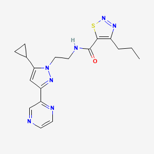 molecular formula C18H21N7OS B2416231 N-(2-(5-cyclopropyl-3-(pyrazin-2-yl)-1H-pyrazol-1-yl)ethyl)-4-propyl-1,2,3-thiadiazole-5-carboxamide CAS No. 2034291-15-9