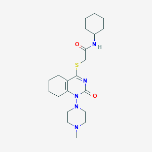 N-cyclohexyl-2-[[1-(4-methylpiperazin-1-yl)-2-oxo-5,6,7,8-tetrahydroquinazolin-4-yl]sulfanyl]acetamide