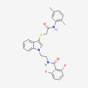 N-[2-[3-[2-(2,5-dimethylanilino)-2-oxoethyl]sulfanylindol-1-yl]ethyl]-2,6-difluorobenzamide