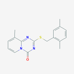 molecular formula C17H17N3OS B2416282 2-((2,5-dimethylbenzyl)thio)-9-methyl-4H-pyrido[1,2-a][1,3,5]triazin-4-one CAS No. 896344-61-9