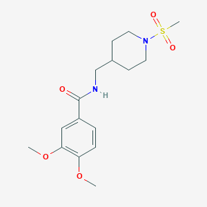 molecular formula C16H24N2O5S B2416284 3,4-dimethoxy-N-((1-(methylsulfonyl)piperidin-4-yl)methyl)benzamide CAS No. 1235294-17-3