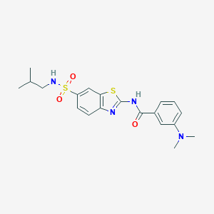 molecular formula C20H24N4O3S2 B241637 3-(DIMETHYLAMINO)-N-{6-[(2-METHYLPROPYL)SULFAMOYL]-1,3-BENZOTHIAZOL-2-YL}BENZAMIDE 