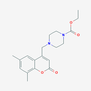 molecular formula C19H24N2O4 B2416390 ethyl 4-[(6,8-dimethyl-2-oxo-2H-chromen-4-yl)methyl]piperazine-1-carboxylate CAS No. 859116-74-8