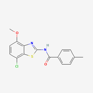 molecular formula C16H13ClN2O2S B2416484 N-(7-chloro-4-methoxy-1,3-benzothiazol-2-yl)-4-methylbenzamide CAS No. 886963-51-5