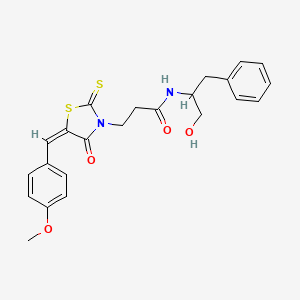 molecular formula C23H24N2O4S2 B2416512 N-(1-hydroxy-3-phenylpropan-2-yl)-3-[(5E)-5-[(4-methoxyphenyl)methylidene]-4-oxo-2-sulfanylidene-1,3-thiazolidin-3-yl]propanamide CAS No. 900134-76-1