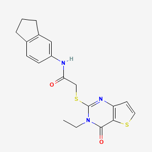 N-(2,3-dihydro-1H-inden-5-yl)-2-[(3-ethyl-4-oxo-3,4-dihydrothieno[3,2-d]pyrimidin-2-yl)sulfanyl]acetamide