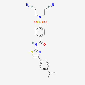 4-[bis(2-cyanoethyl)sulfamoyl]-N-[4-(4-propan-2-ylphenyl)-1,3-thiazol-2-yl]benzamide
