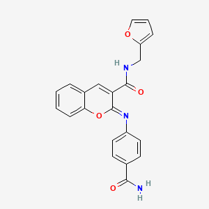 (2Z)-2-[(4-carbamoylphenyl)imino]-N-(furan-2-ylmethyl)-2H-chromene-3-carboxamide