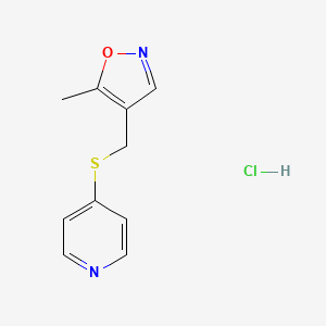 molecular formula C10H11ClN2OS B2416609 5-Methyl-4-((pyridin-4-ylthio)methyl)isoxazole hydrochloride CAS No. 2320603-00-5