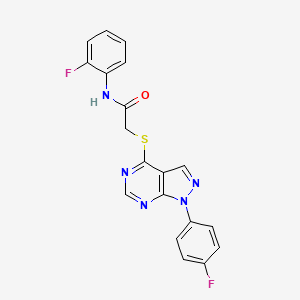 molecular formula C19H13F2N5OS B2416623 N-(2-fluorophenyl)-2-{[1-(4-fluorophenyl)-1H-pyrazolo[3,4-d]pyrimidin-4-yl]sulfanyl}acetamide CAS No. 893935-23-4