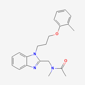 molecular formula C21H25N3O2 B2416647 N-methyl-N-({1-[3-(2-methylphenoxy)propyl]-1H-1,3-benzodiazol-2-yl}methyl)acetamide CAS No. 924820-12-2