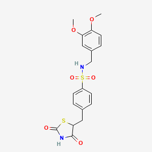 molecular formula C19H20N2O6S2 B2416663 N-(3,4-dimethoxybenzyl)-4-[(2,4-dioxo-1,3-thiazolan-5-yl)methyl]benzenesulfonamide CAS No. 860650-95-9