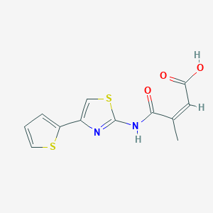 molecular formula C12H10N2O3S2 B2416759 (Z)-3-methyl-4-oxo-4-((4-(thiophen-2-yl)thiazol-2-yl)amino)but-2-enoic acid CAS No. 886131-90-4