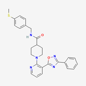 molecular formula C27H27N5O2S B2416764 N-{[4-(methylsulfanyl)phenyl]methyl}-1-[3-(3-phenyl-1,2,4-oxadiazol-5-yl)pyridin-2-yl]piperidine-4-carboxamide CAS No. 1251692-05-3