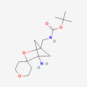 molecular formula C15H26N2O4 B2416882 tert-Butyl ((1-aminotetrahydro-3-oxaspiro[bicyclo[2.1.1]hexane-2,4'-pyran]-4-yl)methyl)carbamate CAS No. 2241141-66-0