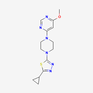 B2416991 2-Cyclopropyl-5-[4-(6-methoxypyrimidin-4-yl)piperazin-1-yl]-1,3,4-thiadiazole CAS No. 2415572-30-2