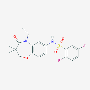 molecular formula C19H20F2N2O4S B2416992 N-(5-ethyl-3,3-dimethyl-4-oxo-2,3,4,5-tetrahydrobenzo[b][1,4]oxazepin-7-yl)-2,5-difluorobenzenesulfonamide CAS No. 922103-47-7