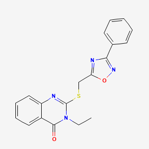 molecular formula C19H16N4O2S B2417047 3-ethyl-2-{[(3-phenyl-1,2,4-oxadiazol-5-yl)methyl]sulfanyl}-3,4-dihydroquinazolin-4-one CAS No. 930012-35-4