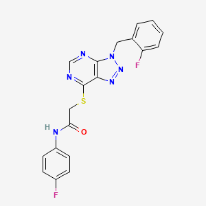 molecular formula C19H14F2N6OS B2417093 N-(4-fluorophenyl)-2-({3-[(2-fluorophenyl)methyl]-3H-[1,2,3]triazolo[4,5-d]pyrimidin-7-yl}sulfanyl)acetamide CAS No. 863458-54-2