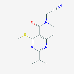 molecular formula C13H18N4OS B2417109 N-(Cyanomethyl)-N,4-dimethyl-6-methylsulfanyl-2-propan-2-ylpyrimidine-5-carboxamide CAS No. 1436206-71-1