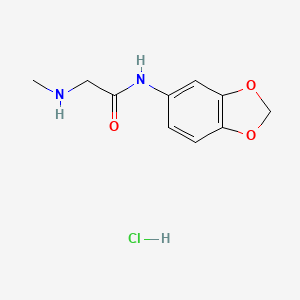 molecular formula C10H13ClN2O3 B2417141 N-(benzo[d][1,3]dioxol-5-yl)-2-(methylamino)acetamide hydrochloride CAS No. 1245569-81-6