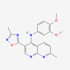 molecular formula C20H19N5O3 B2417144 N-(3,4-dimethoxyphenyl)-7-methyl-3-(3-methyl-1,2,4-oxadiazol-5-yl)-1,8-naphthyridin-4-amine CAS No. 1251693-46-5