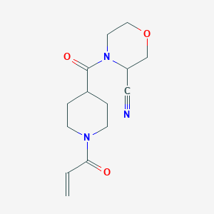 molecular formula C14H19N3O3 B2417169 4-(1-Prop-2-enoylpiperidine-4-carbonyl)morpholine-3-carbonitrile CAS No. 2361756-91-2