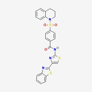 molecular formula C26H20N4O3S3 B2417195 N-(4-(benzo[d]thiazol-2-yl)thiazol-2-yl)-4-((3,4-dihydroquinolin-1(2H)-yl)sulfonyl)benzamide CAS No. 361172-94-3
