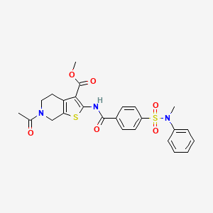 molecular formula C25H25N3O6S2 B2417205 methyl 6-acetyl-2-{4-[methyl(phenyl)sulfamoyl]benzamido}-4H,5H,6H,7H-thieno[2,3-c]pyridine-3-carboxylate CAS No. 449768-99-4