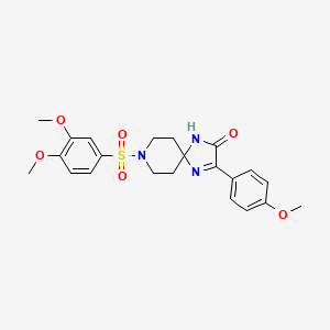 molecular formula C22H25N3O6S B2417213 8-((3,4-Dimethoxyphenyl)sulfonyl)-3-(4-methoxyphenyl)-1,4,8-triazaspiro[4.5]dec-3-en-2-one CAS No. 1189730-31-1