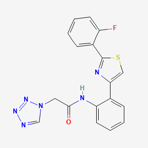molecular formula C18H13FN6OS B2417243 N-(2-(2-(2-fluorophenyl)thiazol-4-yl)phenyl)-2-(1H-tetrazol-1-yl)acetamide CAS No. 1797892-07-9