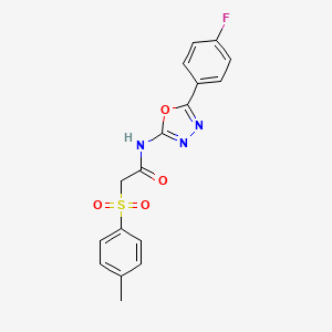 molecular formula C17H14FN3O4S B2417251 N-(5-(4-fluorophenyl)-1,3,4-oxadiazol-2-yl)-2-tosylacetamide CAS No. 895453-50-6