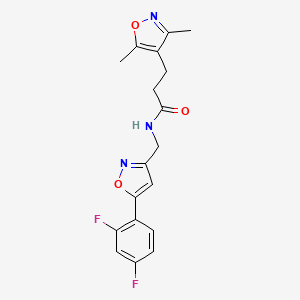 molecular formula C18H17F2N3O3 B2417252 N-((5-(2,4-difluorophenyl)isoxazol-3-yl)methyl)-3-(3,5-dimethylisoxazol-4-yl)propanamide CAS No. 1209068-07-4