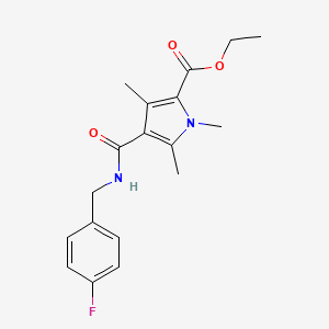 molecular formula C18H21FN2O3 B2417257 ethyl 4-((4-fluorobenzyl)carbamoyl)-1,3,5-trimethyl-1H-pyrrole-2-carboxylate CAS No. 847462-76-4