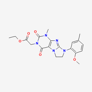 molecular formula C20H23N5O5 B2417259 Ethyl 2-[6-(2-methoxy-5-methylphenyl)-4-methyl-1,3-dioxo-7,8-dihydropurino[7,8-a]imidazol-2-yl]acetate CAS No. 899726-38-6