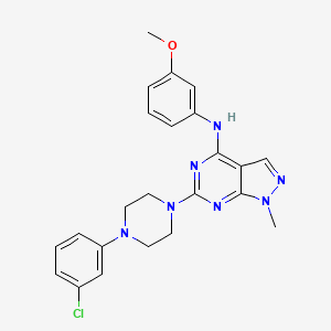 molecular formula C23H24ClN7O B2417261 6-[4-(3-chlorophenyl)piperazin-1-yl]-N-(3-methoxyphenyl)-1-methyl-1H-pyrazolo[3,4-d]pyrimidin-4-amine CAS No. 878064-03-0
