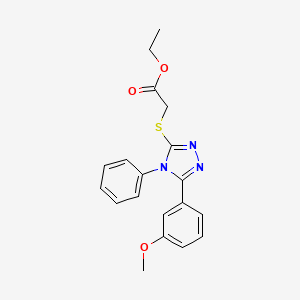 molecular formula C19H19N3O3S B2417266 Ethyl 2-[5-(3-methoxyphenyl)-4-phenyl-1,2,4-triazol-3-ylthio]acetate CAS No. 325693-52-5