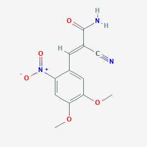 molecular formula C12H11N3O5 B2417300 2-Cyano-3-(4,5-dimethoxy-2-nitrophenyl)acrylamide CAS No. 55801-65-5