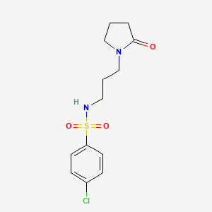 molecular formula C13H17ClN2O3S B2417314 4-Chloro-N-(3-(2-oxopyrrolidin-1-yl)propyl)benzenesulfonamide CAS No. 321713-50-2