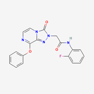 molecular formula C19H14FN5O3 B2417357 N-(2-fluorophenyl)-2-{3-oxo-8-phenoxy-2H,3H-[1,2,4]triazolo[4,3-a]pyrazin-2-yl}acetamide CAS No. 1251600-82-4