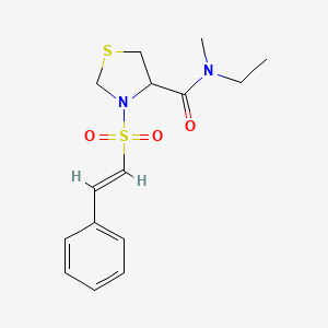 molecular formula C15H20N2O3S2 B2417361 N-ethyl-N-methyl-3-[(E)-2-phenylethenyl]sulfonyl-1,3-thiazolidine-4-carboxamide CAS No. 1312003-25-0