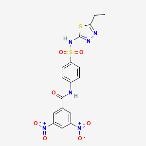 molecular formula C17H14N6O7S2 B2417373 N-(4-(N-(5-ethyl-1,3,4-thiadiazol-2-yl)sulfamoyl)phenyl)-3,5-dinitrobenzamide CAS No. 327038-83-5