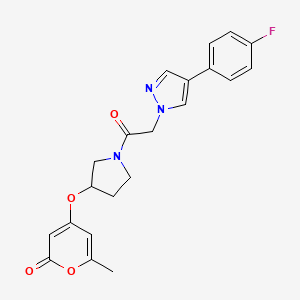 4-((1-(2-(4-(4-fluorophenyl)-1H-pyrazol-1-yl)acetyl)pyrrolidin-3-yl)oxy)-6-methyl-2H-pyran-2-one