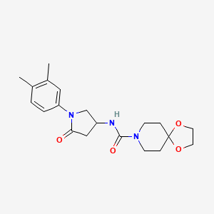 molecular formula C20H27N3O4 B2417490 N-[1-(3,4-dimethylphenyl)-5-oxopyrrolidin-3-yl]-1,4-dioxa-8-azaspiro[4.5]decane-8-carboxamide CAS No. 894027-45-3