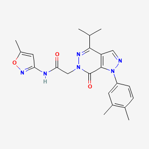 molecular formula C22H24N6O3 B2417501 2-(1-(3,4-dimethylphenyl)-4-isopropyl-7-oxo-1H-pyrazolo[3,4-d]pyridazin-6(7H)-yl)-N-(5-methylisoxazol-3-yl)acetamide CAS No. 955842-49-6